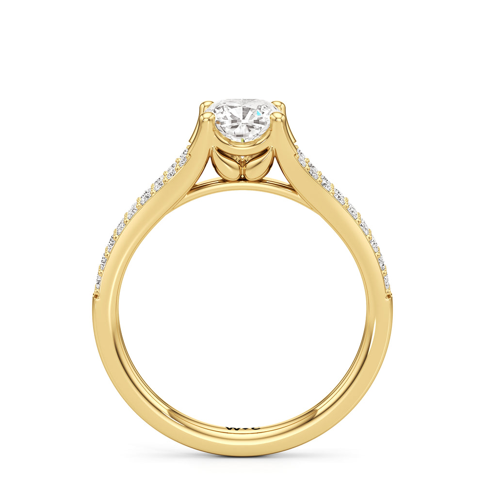 The Nadia Engagement Ring with Cushion Cut Diamond in 14KT Yellow Gold view 2
