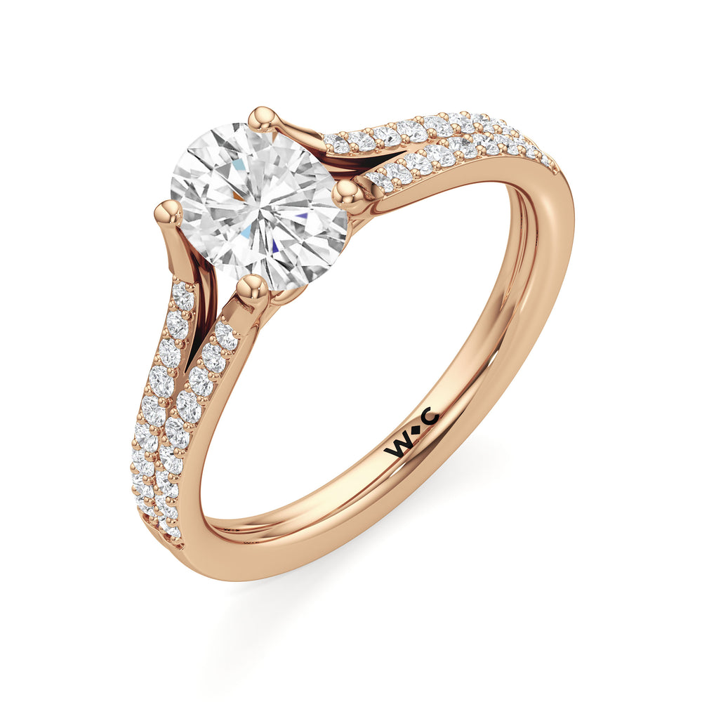The Nadia Engagement Ring with Oval Cut Diamond in 14KT Rose Gold view 3
