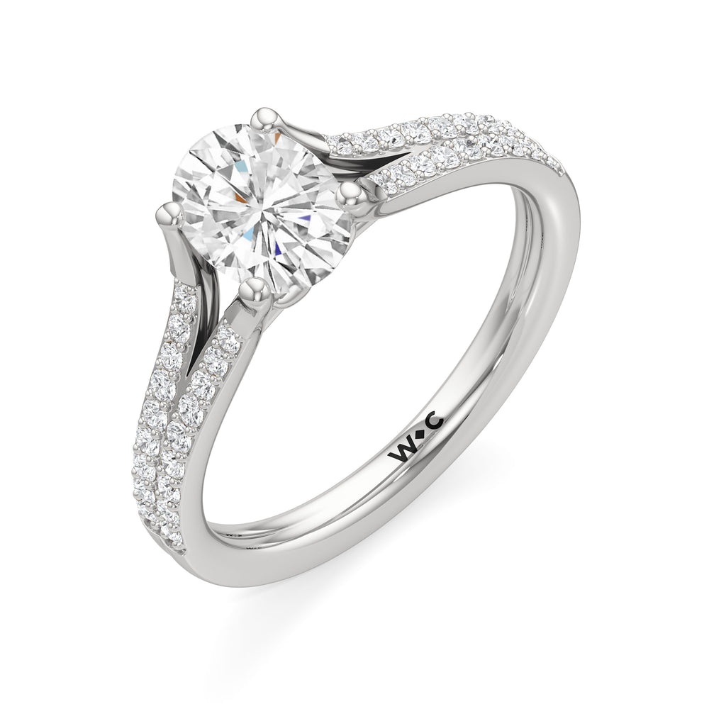 The Nadia Engagement Ring with Oval Cut Diamond in 14KT Platinum view 3
