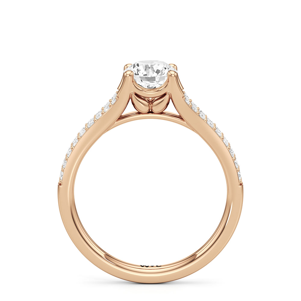 The Nadia Engagement Ring with Round Cut Diamond in 14KT Rose Gold view 2
