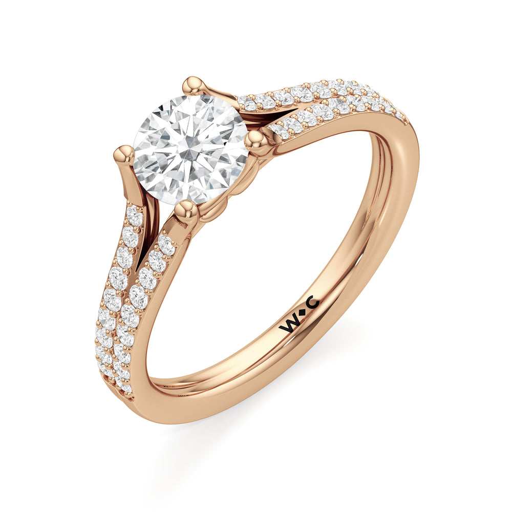 The Nadia Engagement Ring with Round Cut Diamond in 14KT Rose Gold view 3
