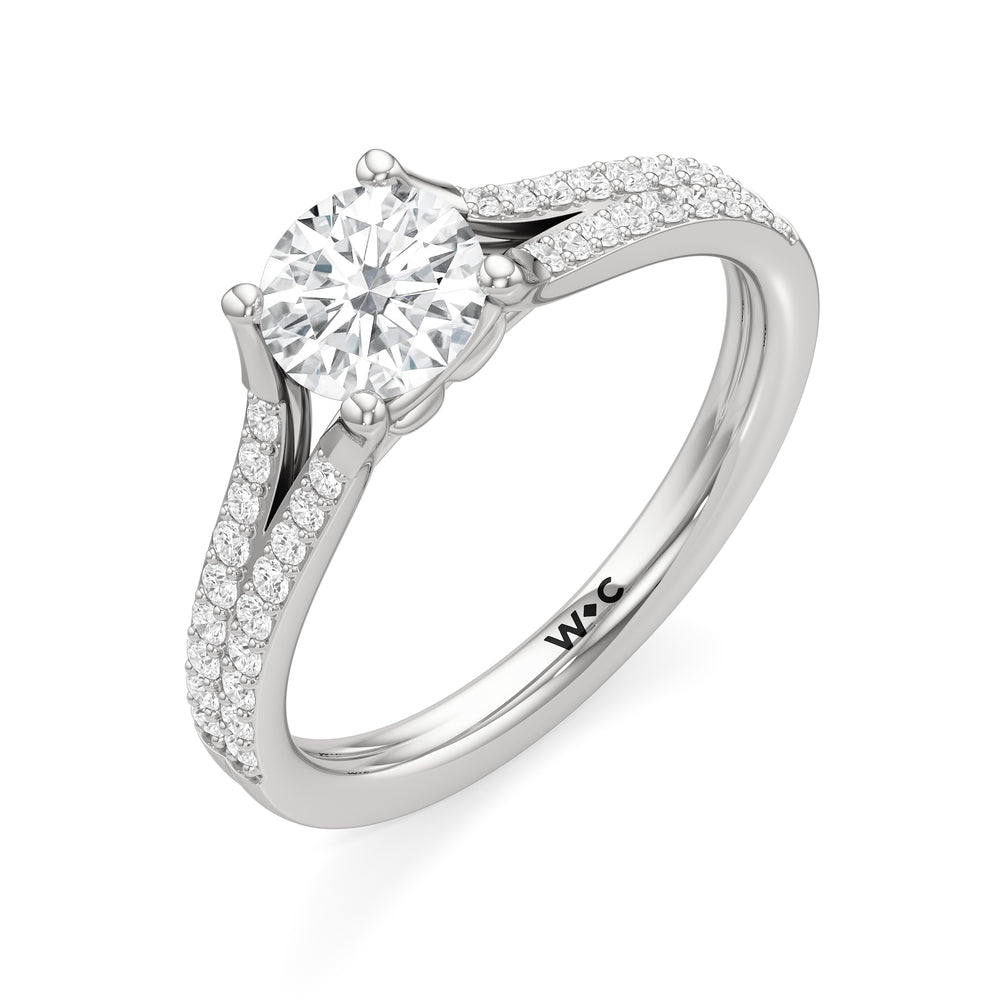 The Nadia Engagement Ring with Round Cut Diamond in 14KT Platinum view 3
