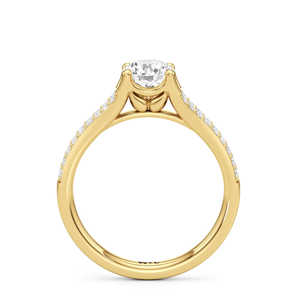 The Nadia Engagement Ring with Round Cut Diamond in 14KT Yellow Gold view 2
