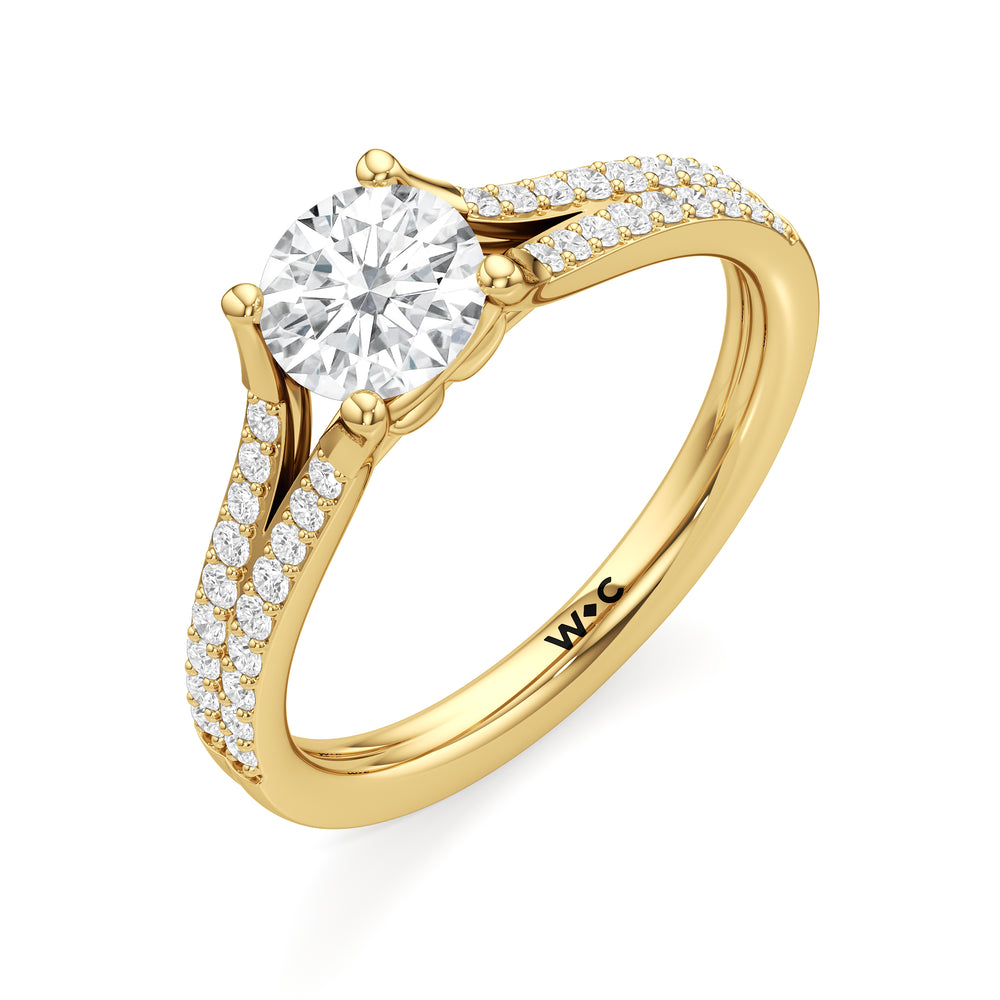 The Nadia Engagement Ring with Round Cut Diamond in 14KT Yellow Gold view 3
