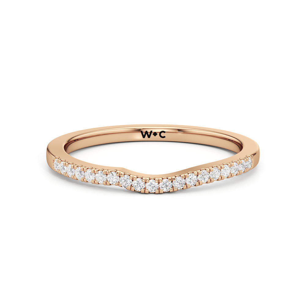 The Ellison Diamond Wedding Band with 18KT Rose Gold Cut Diamond in 14KT Rose Gold view 1
