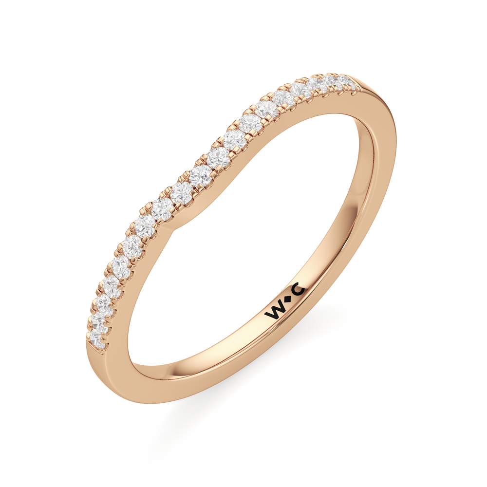 The Ellison Diamond Wedding Band with 18KT Rose Gold Cut Diamond in 14KT Rose Gold view 3
