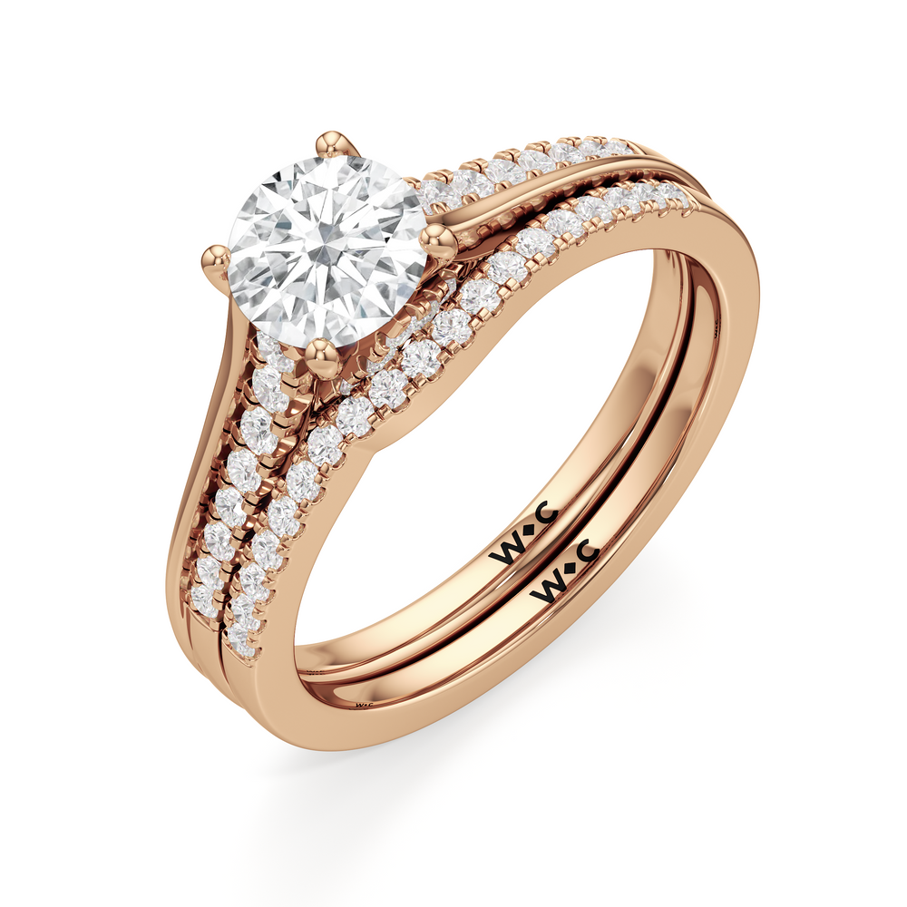 The Ellison Diamond Wedding Band with 18KT Rose Gold Cut Diamond in 14KT Rose Gold view 4
