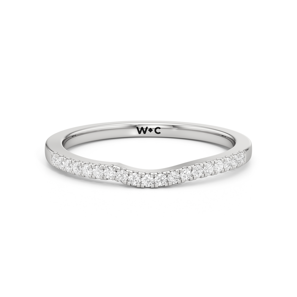 The Ellison Diamond Wedding Band with Platinum Cut Diamond in 14KT Platinum view 1
