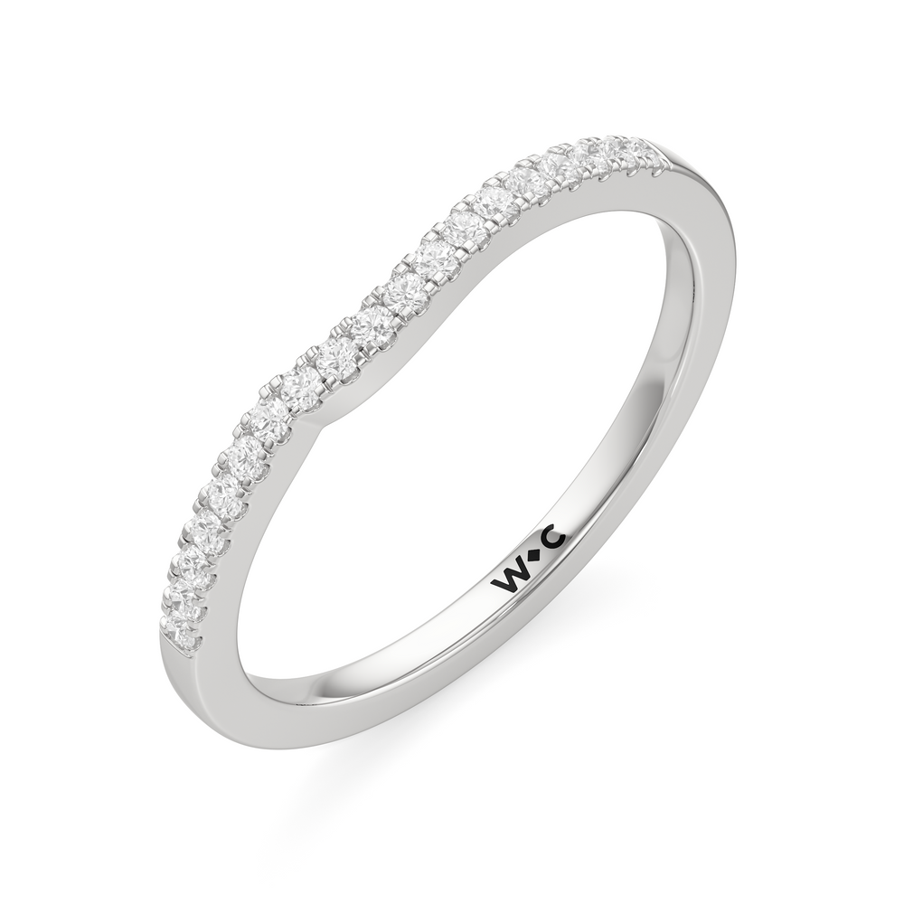 The Ellison Diamond Wedding Band with Platinum Cut Diamond in 14KT Platinum view 3
