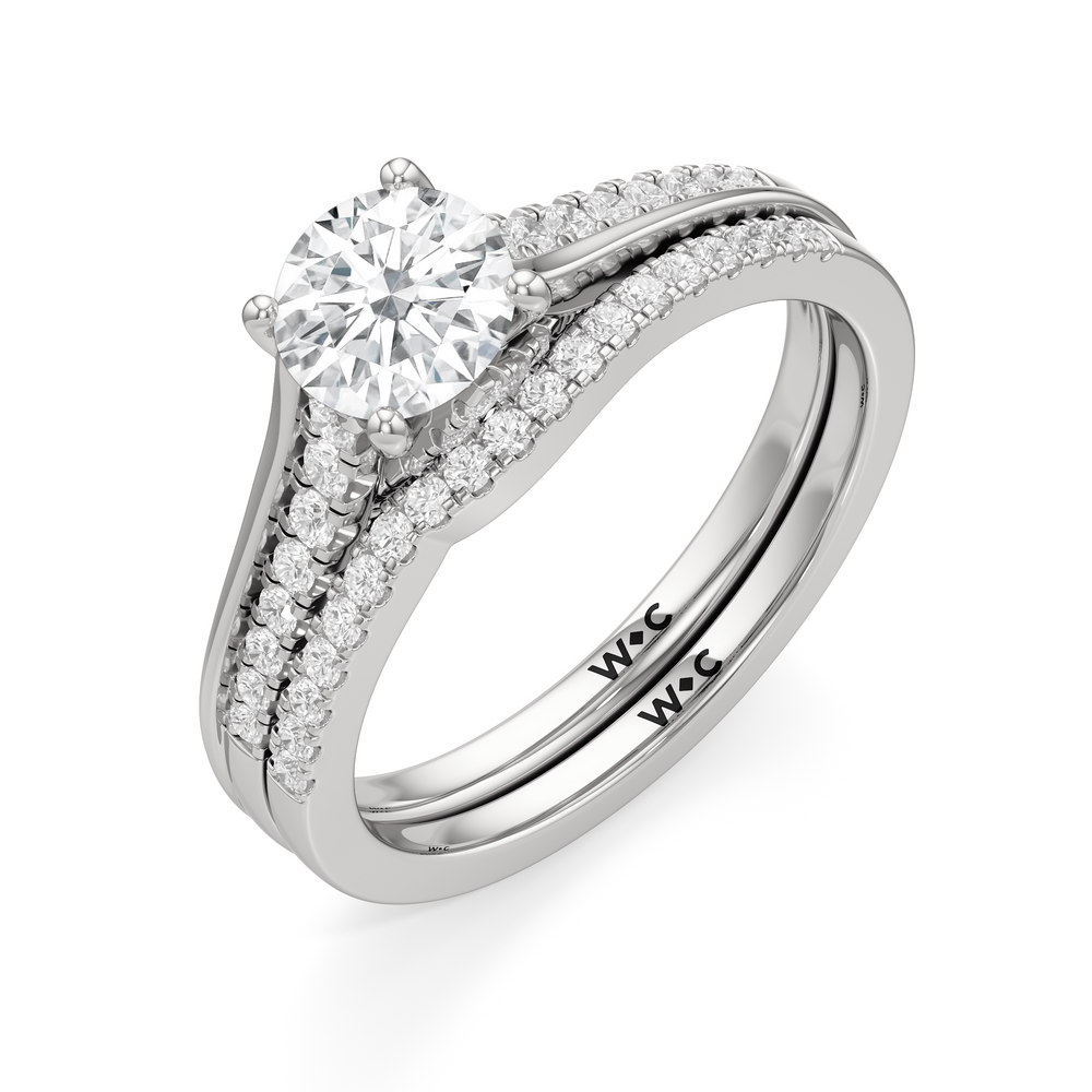 The Ellison Diamond Wedding Band with Platinum Cut Diamond in 14KT Platinum view 4
