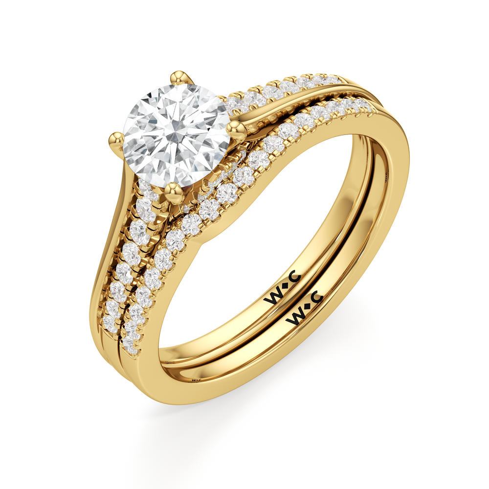 The Ellison Diamond Wedding Band with 18KT Yellow Gold Cut Diamond in 14KT Yellow Gold view 4
