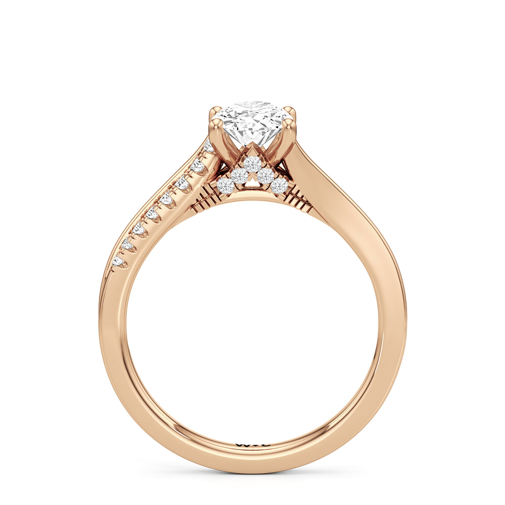 The Ellison Engagement Ring with Oval Cut Diamond in 14KT Rose Gold view 2
