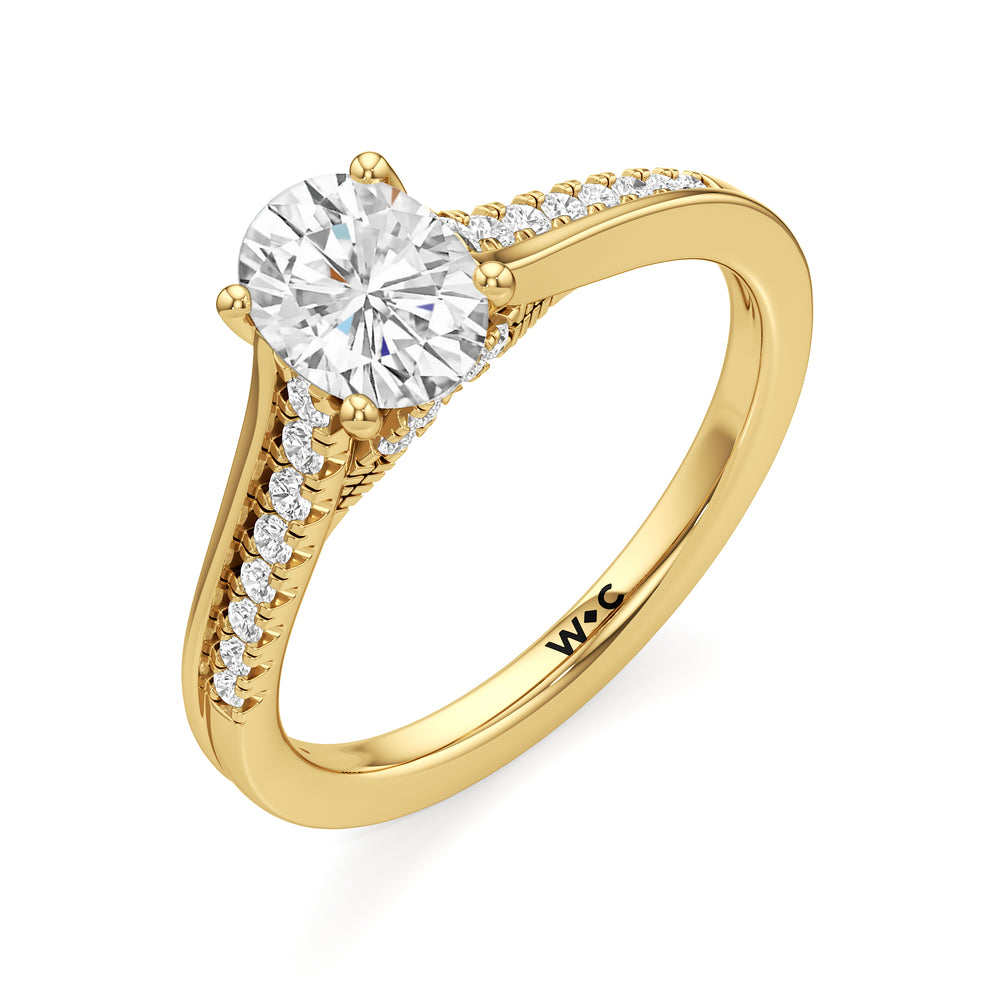 The Ellison Engagement Ring with Oval Cut Diamond in 14KT Yellow Gold view 3
