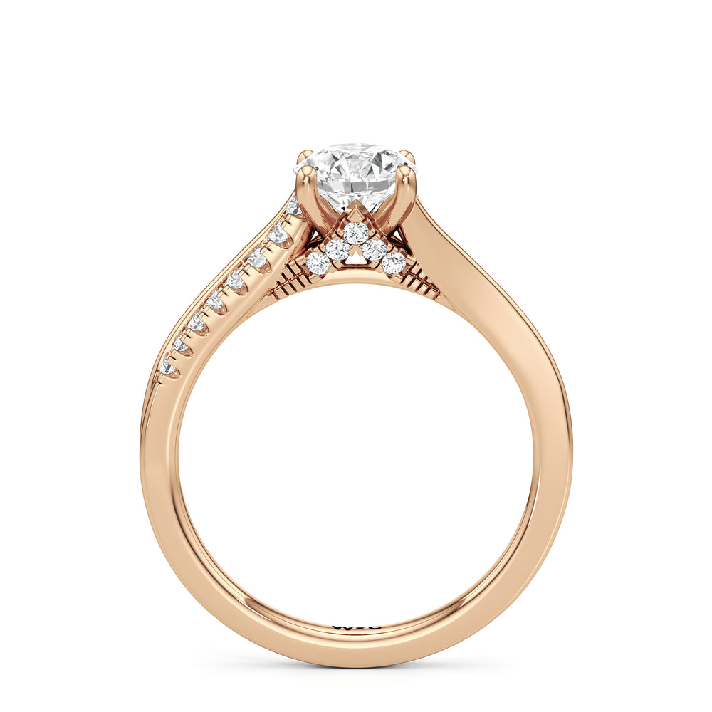 The Ellison Engagement Ring with Round Cut Diamond in 14KT Rose Gold view 2
