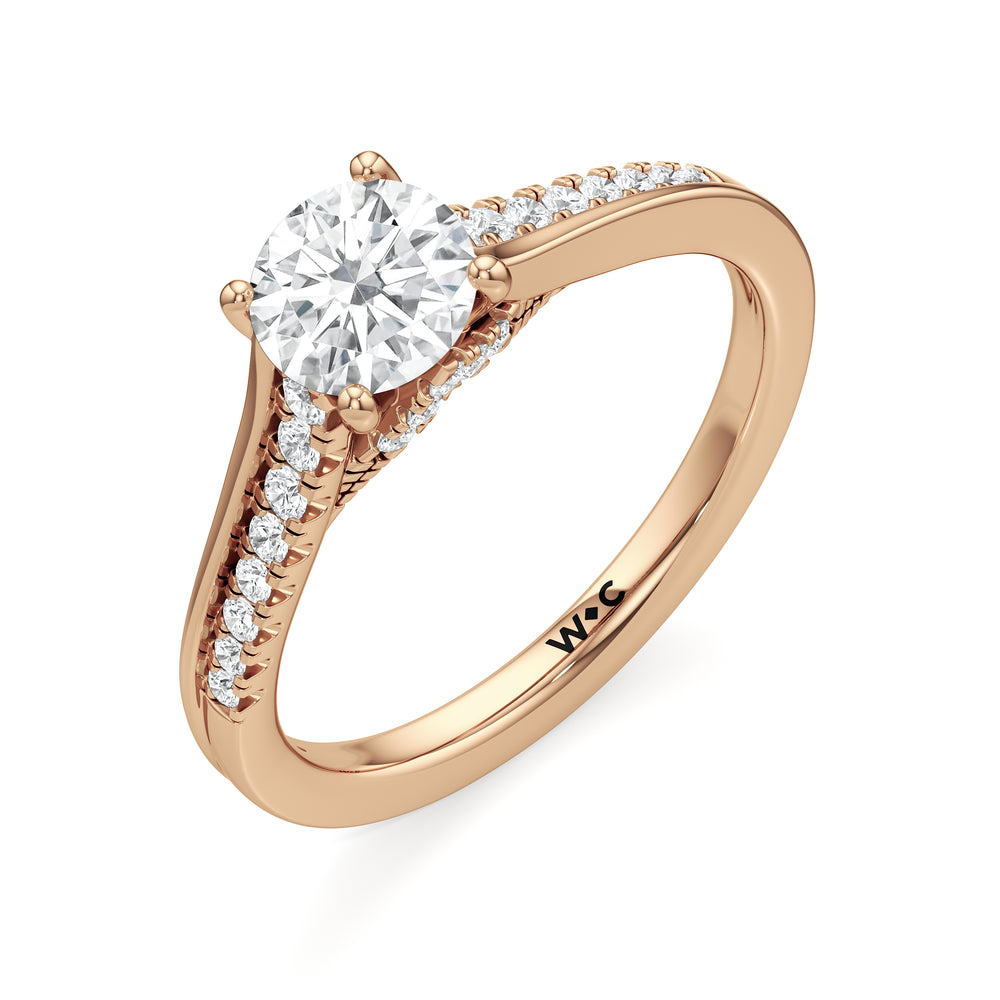 The Ellison Engagement Ring with Round Cut Diamond in 14KT Rose Gold view 3
