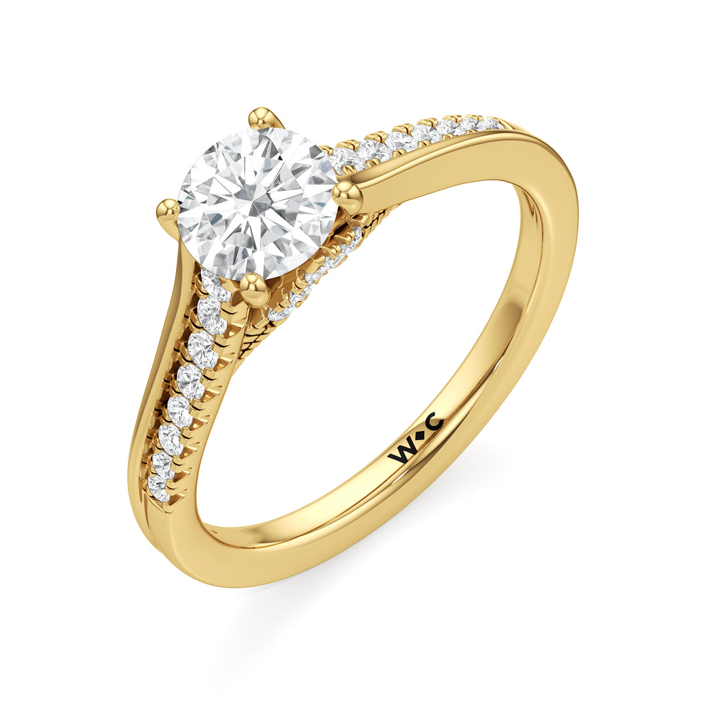 The Ellison Engagement Ring with Round Cut Diamond in 14KT Yellow Gold view 3
