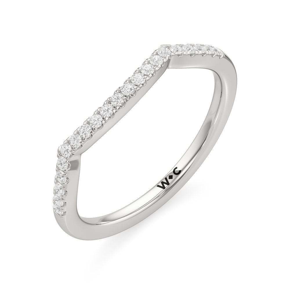 The Esme Diamond Wedding Band with Platinum Cut Diamond in 14KT Platinum view 3
