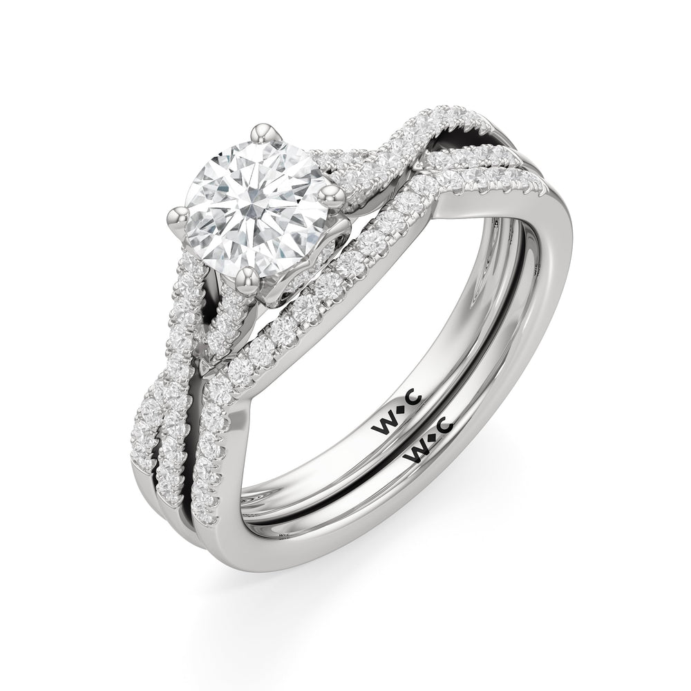 The Esme Diamond Wedding Band with Platinum Cut Diamond in 14KT Platinum view 4
