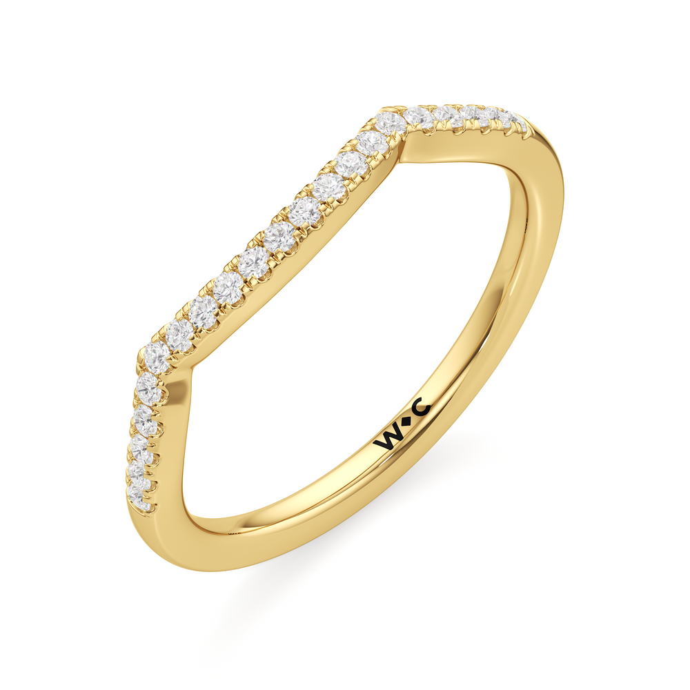 The Esme Diamond Wedding Band with 18KT Yellow Gold Cut Diamond in 14KT Yellow Gold view 3
