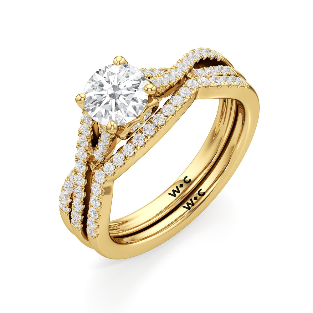 The Esme Diamond Wedding Band with 18KT Yellow Gold Cut Diamond in 14KT Yellow Gold view 4
