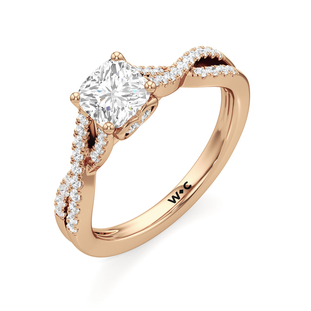 The Esme Engagement Ring with Cushion Cut Diamond in 14KT Rose Gold view 3
