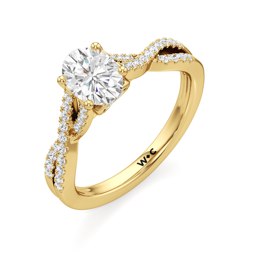 The Esme Engagement Ring with Oval Cut Diamond in 14KT Yellow Gold view 3
