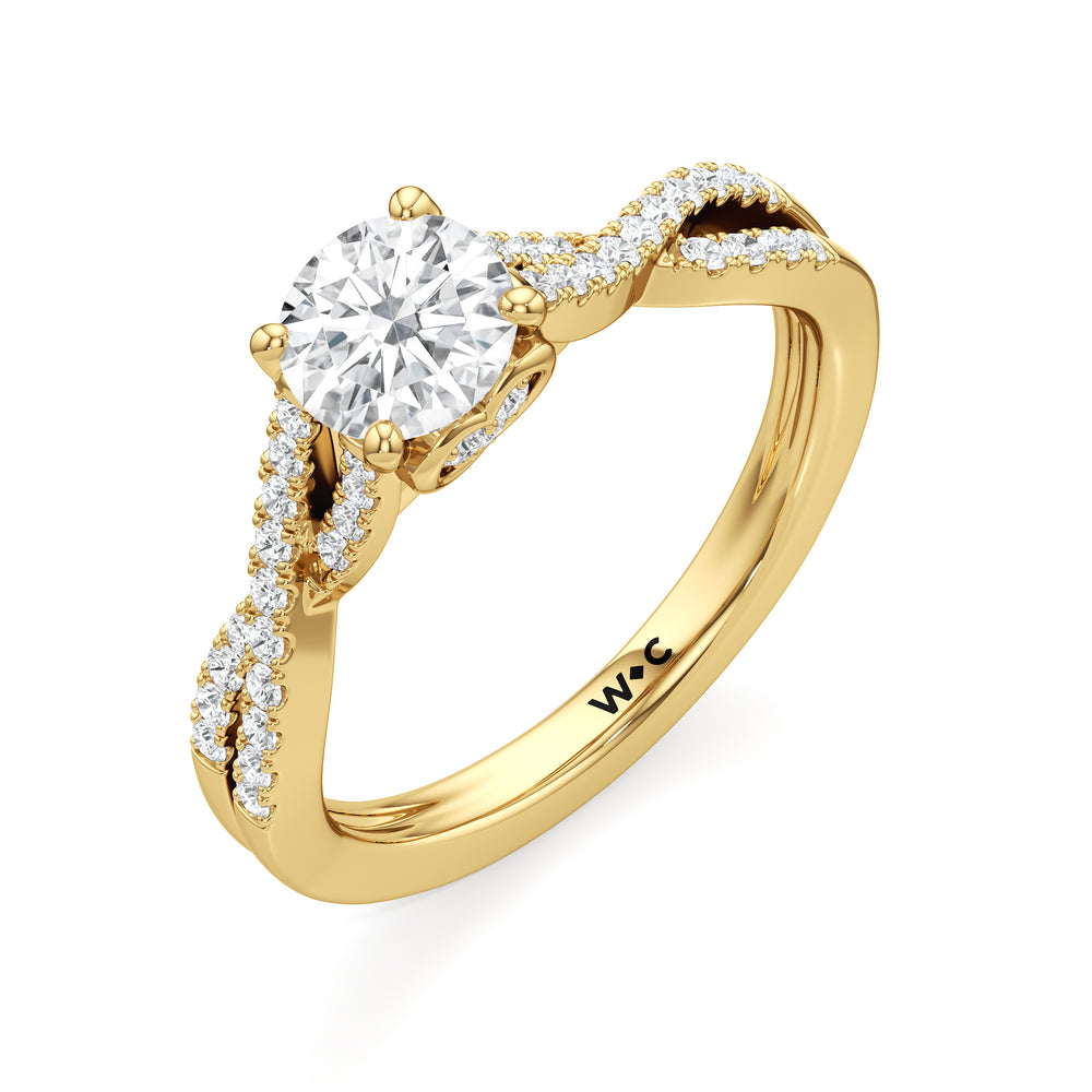 The Esme Engagement Ring with Round Cut Diamond in 14KT Yellow Gold view 3
