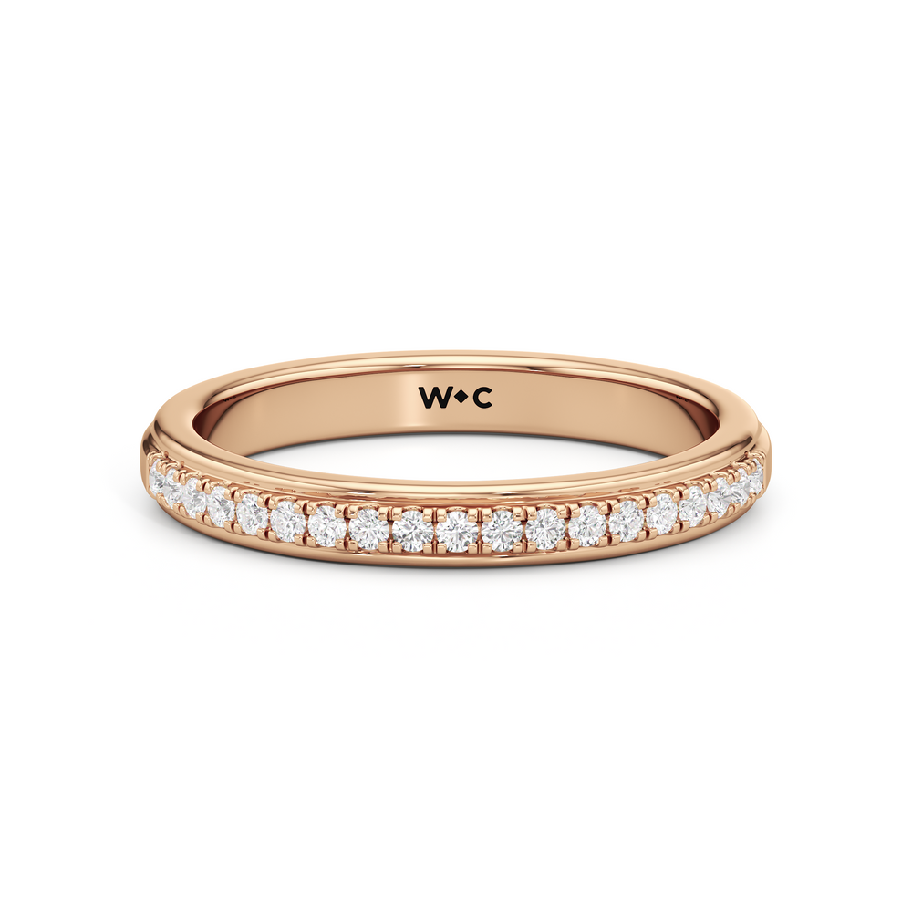 The Lucille Diamond Wedding Band with 18KT Rose Gold Cut Diamond in 14KT Rose Gold view 1

