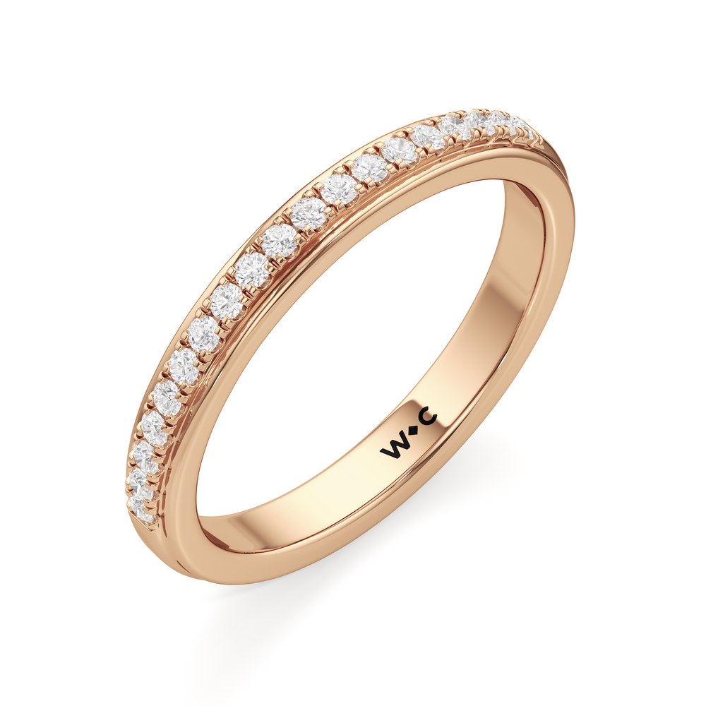 The Lucille Diamond Wedding Band with 18KT Rose Gold Cut Diamond in 14KT Rose Gold view 3
