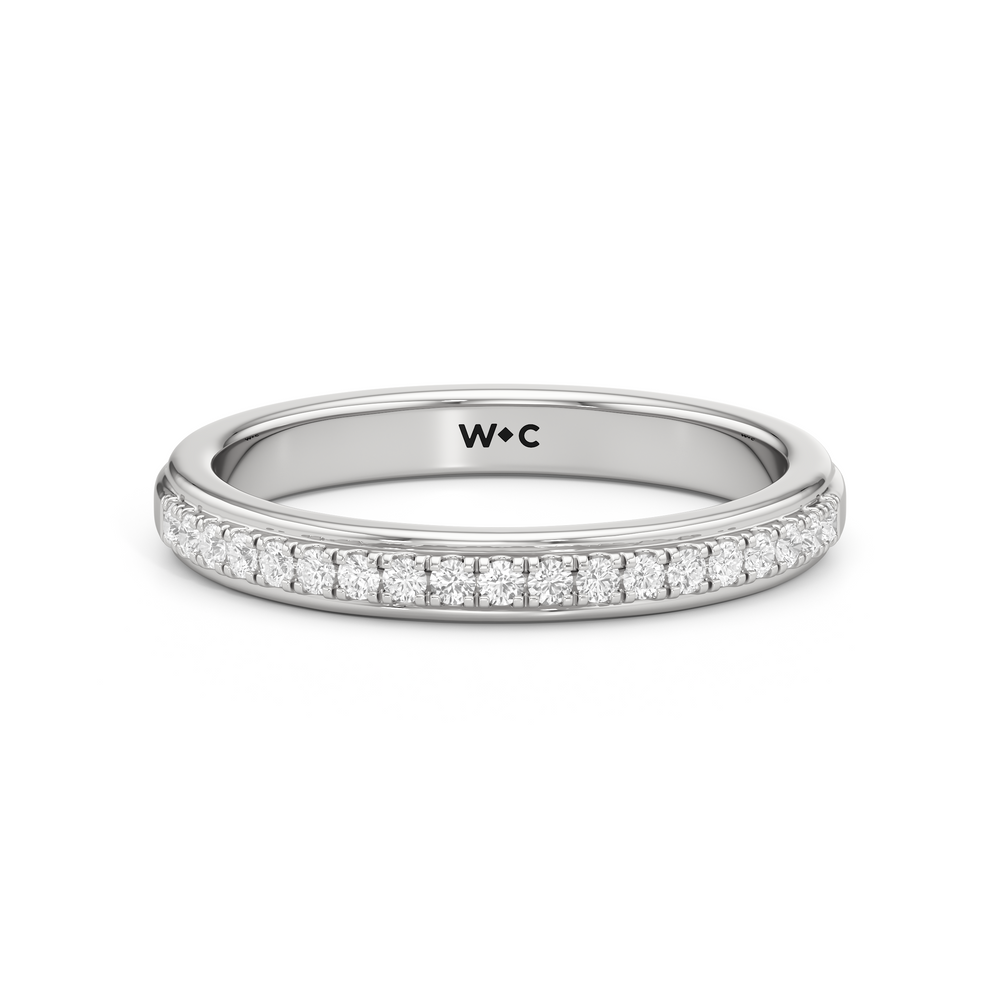 The Lucille Diamond Wedding Band with Platinum Cut Diamond in 14KT Platinum view 1
