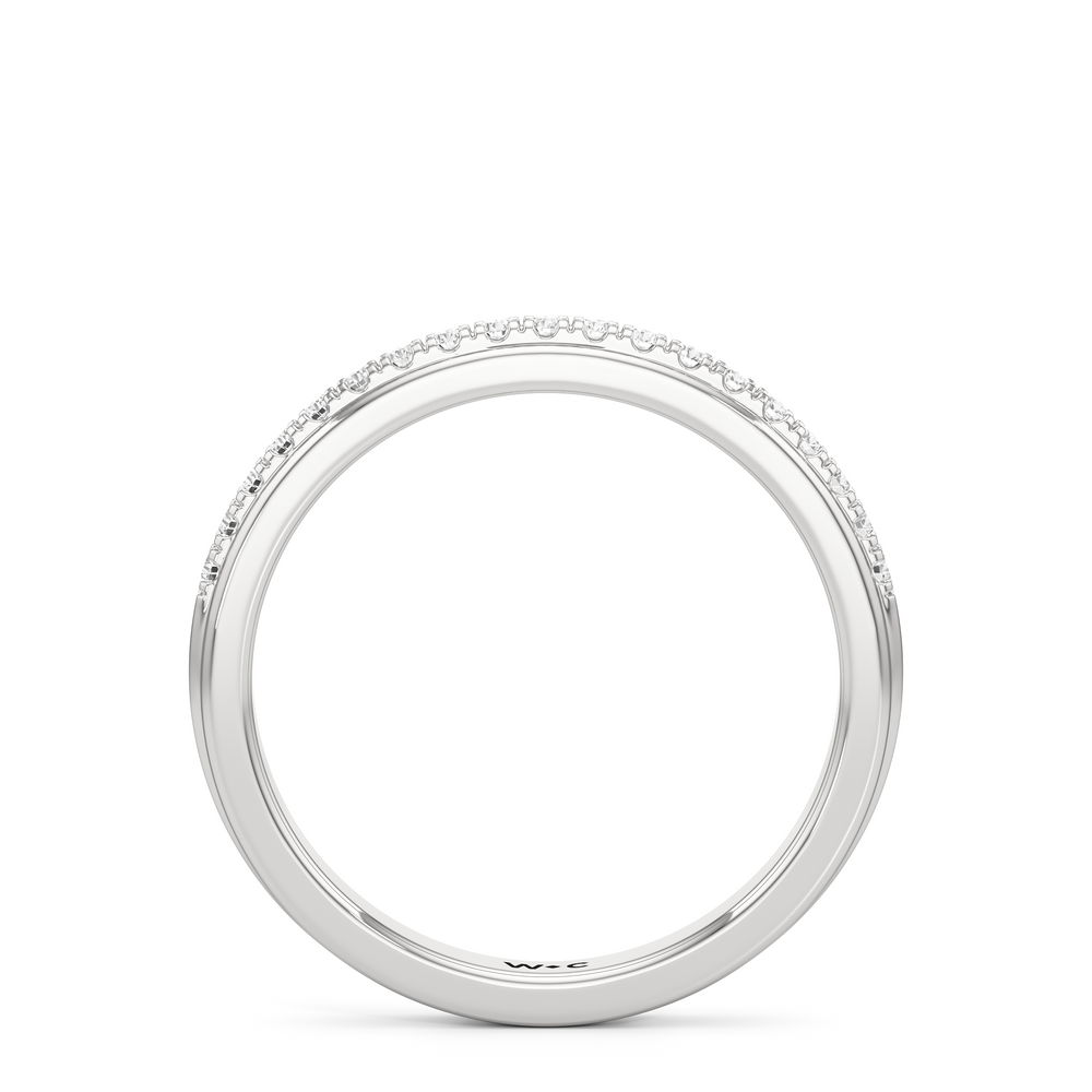 The Lucille Diamond Wedding Band with Platinum Cut Diamond in 14KT Platinum view 2
