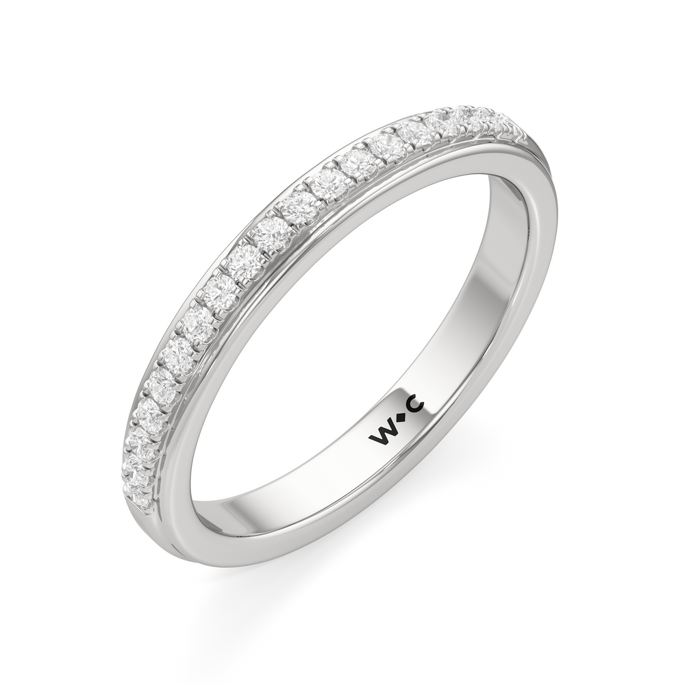 The Lucille Diamond Wedding Band with Platinum Cut Diamond in 14KT Platinum view 3

