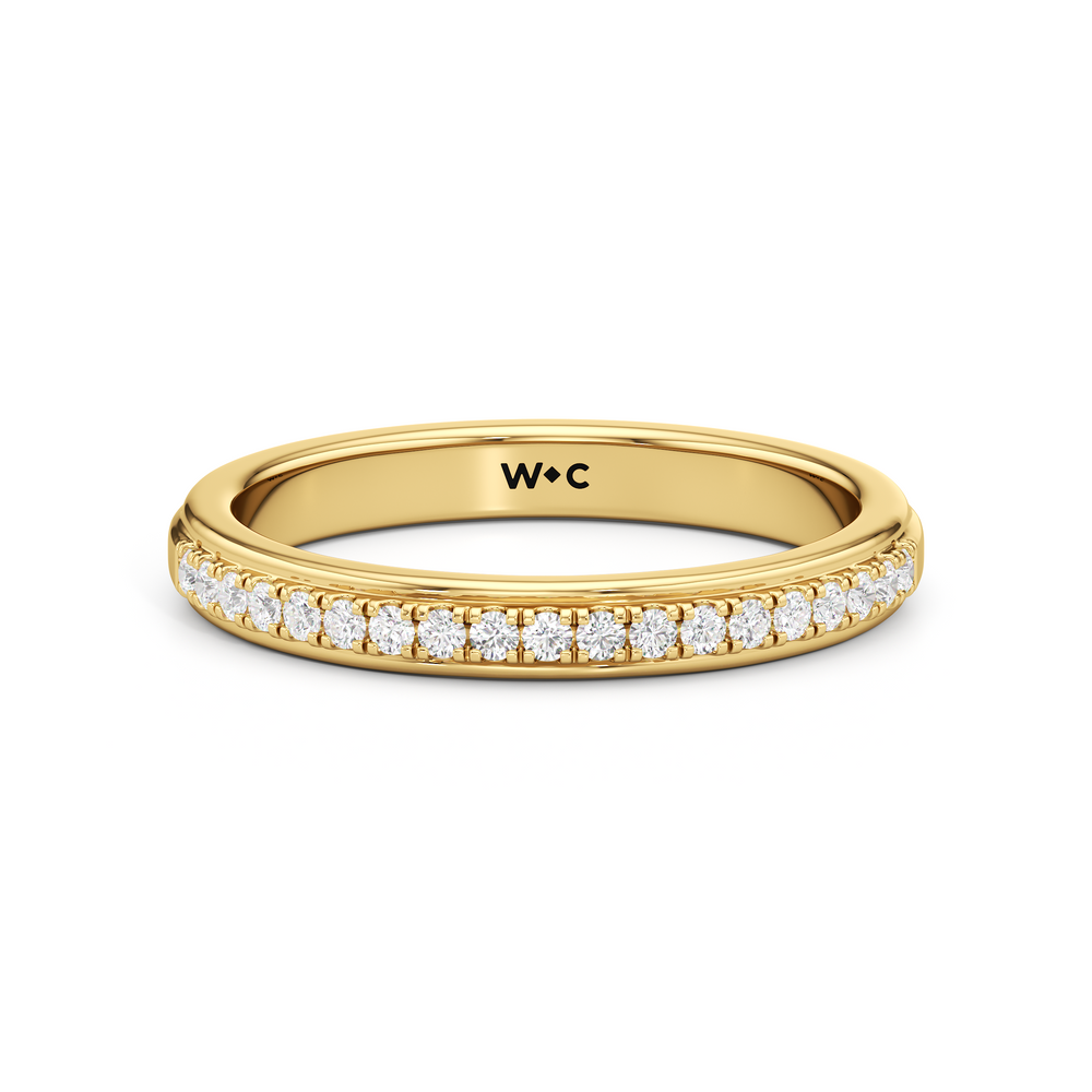 The Lucille Diamond Wedding Band with 18KT Yellow Gold Cut Diamond in 14KT Yellow Gold view 1
