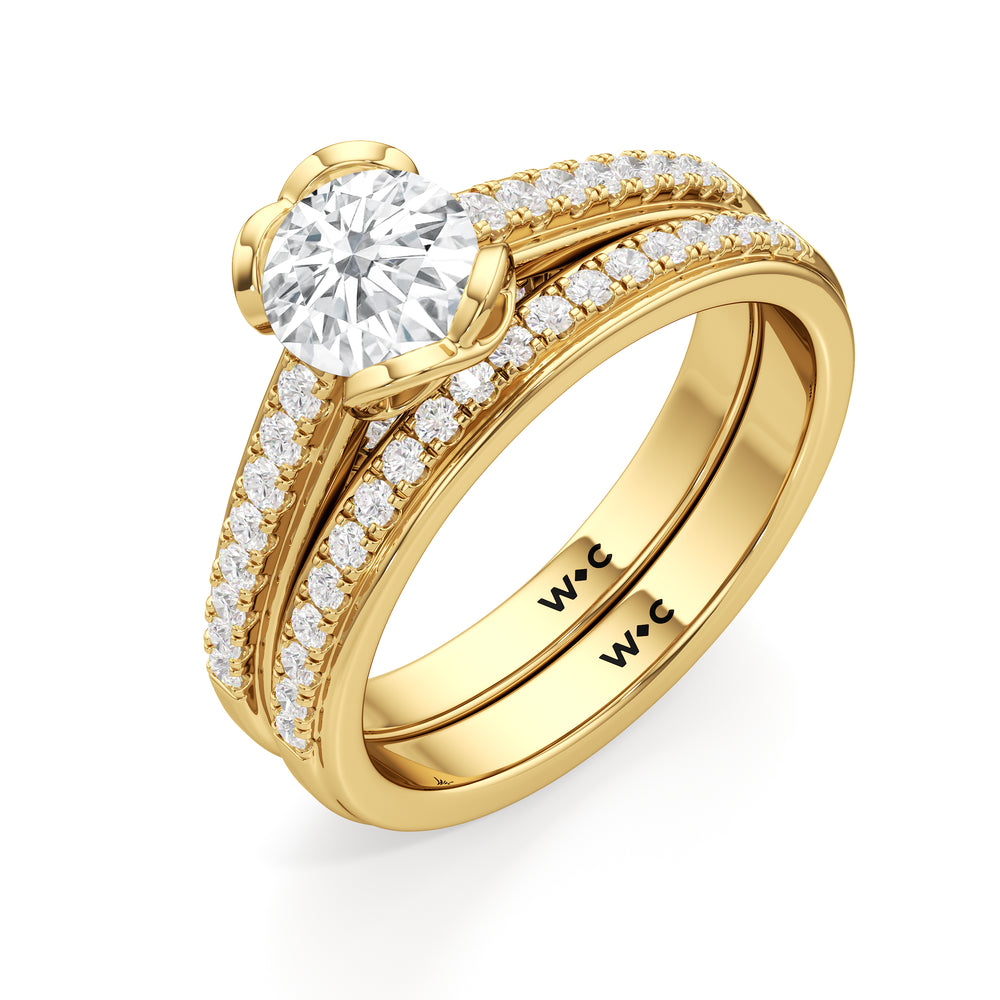 The Lucille Diamond Wedding Band with 18KT Yellow Gold Cut Diamond in 14KT Yellow Gold view 4
