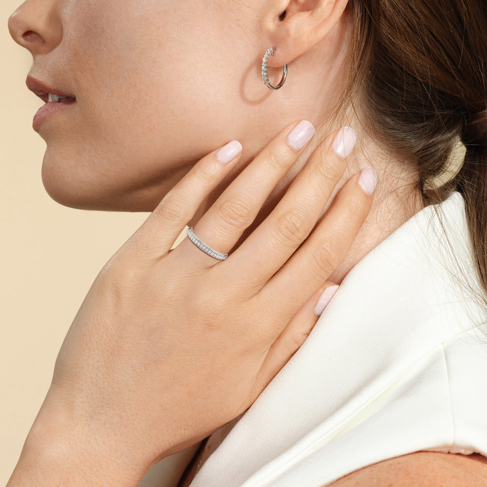 The Lucille Diamond Wedding Band with 18KT Rose Gold Cut Diamond in 14KT Rose Gold view 5
