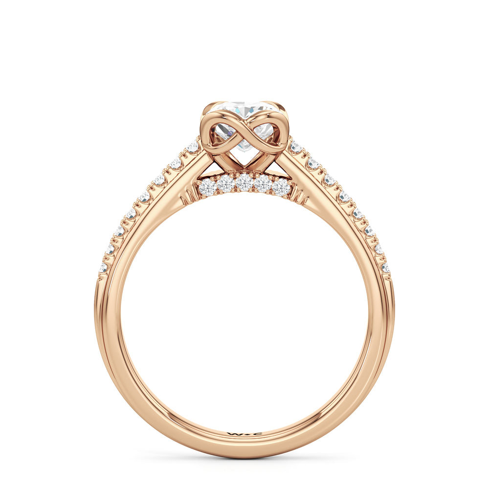 The Lucille Engagement Ring with Cushion Cut Diamond in 14KT Rose Gold view 2
