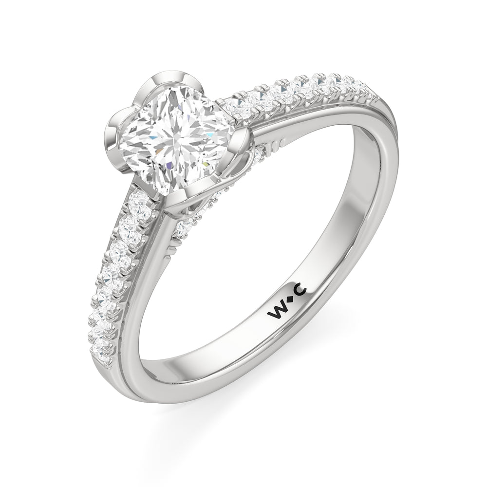 The Lucille Engagement Ring with Cushion Cut Diamond in 14KT Platinum view 3
