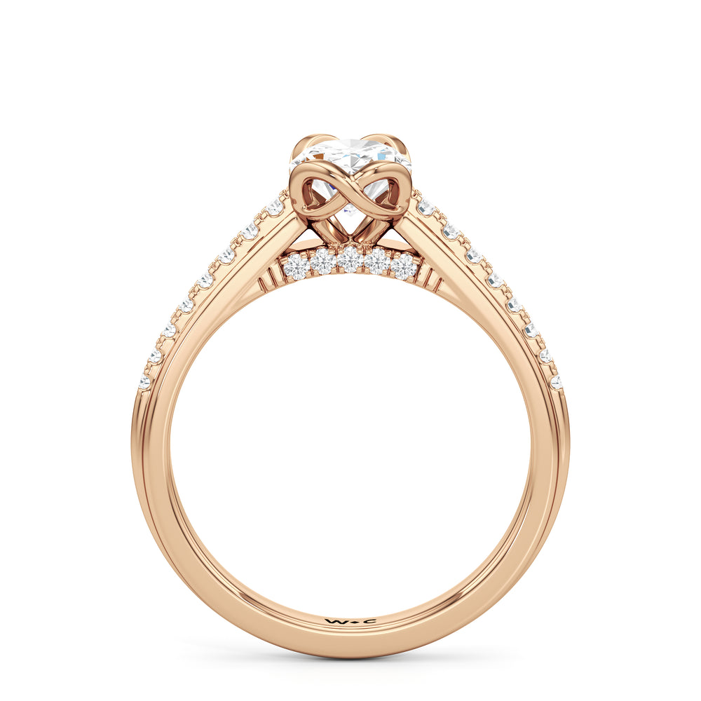 The Lucille Engagement Ring with Oval Cut Diamond in 14KT Rose Gold view 2
