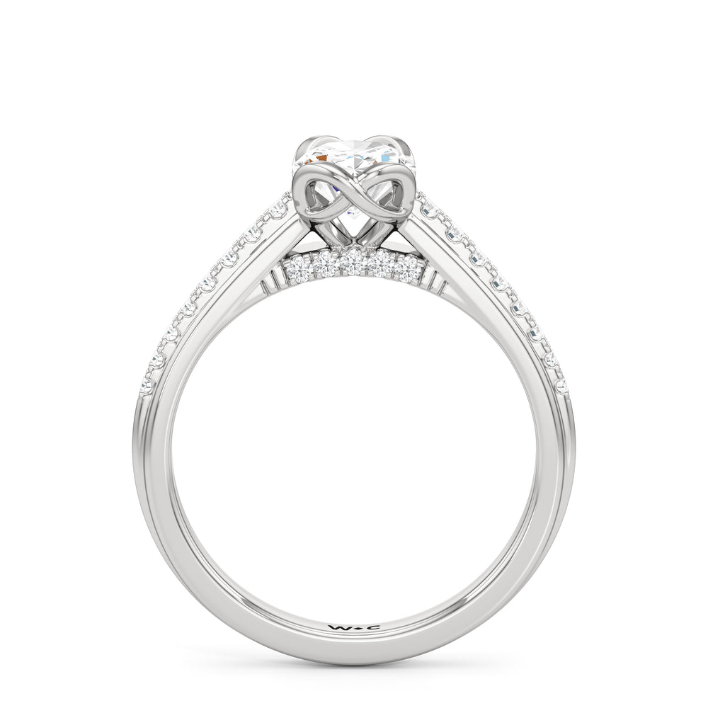 The Lucille Engagement Ring with Oval Cut Diamond in 14KT Platinum view 2
