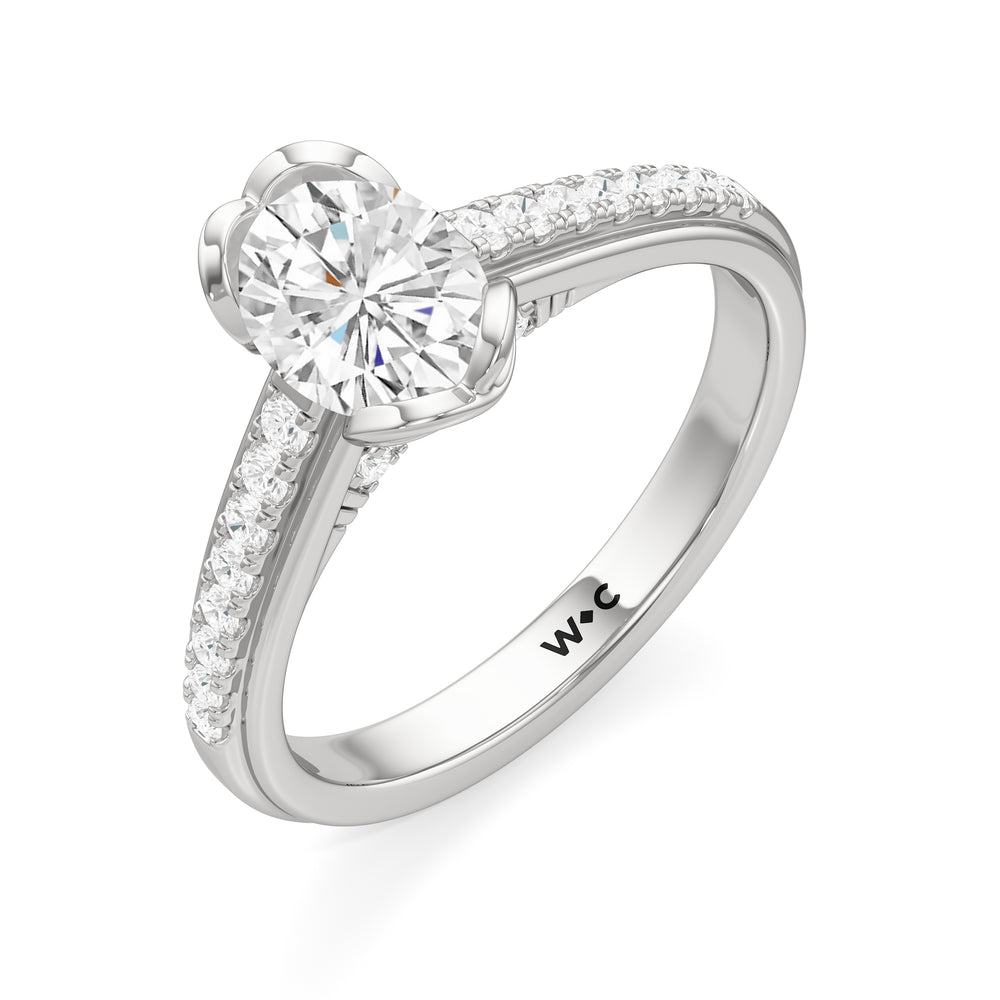 The Lucille Engagement Ring with Oval Cut Diamond in 14KT Platinum view 3
