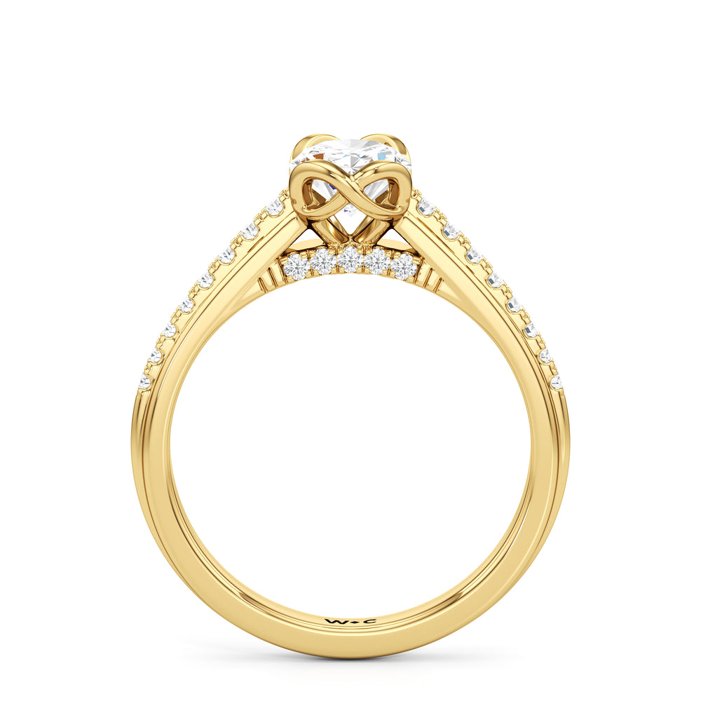 The Lucille Engagement Ring with Oval Cut Diamond in 14KT Yellow Gold view 2
