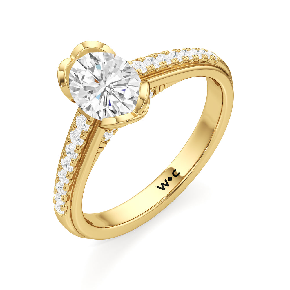 The Lucille Engagement Ring with Oval Cut Diamond in 14KT Yellow Gold view 3
