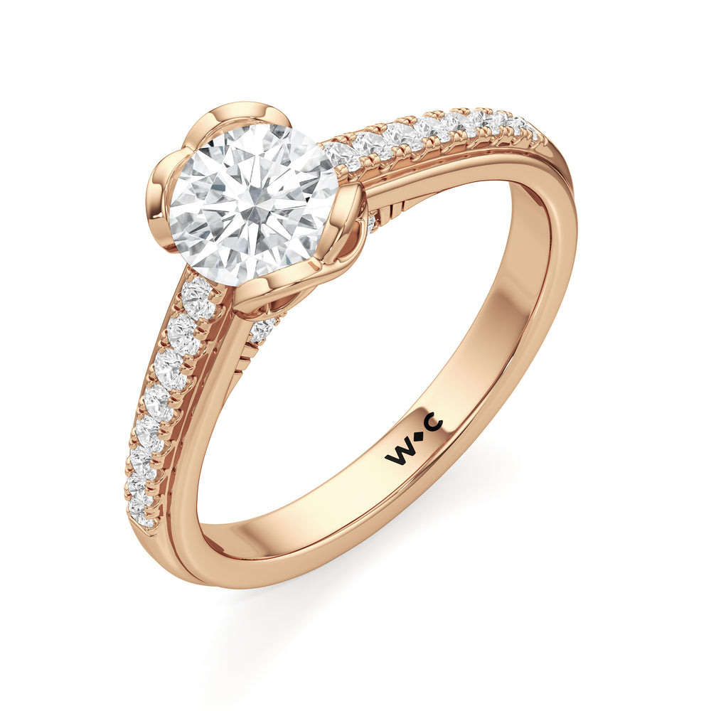 The Lucille Engagement Ring with Round Cut Diamond in 14KT Rose Gold view 4
