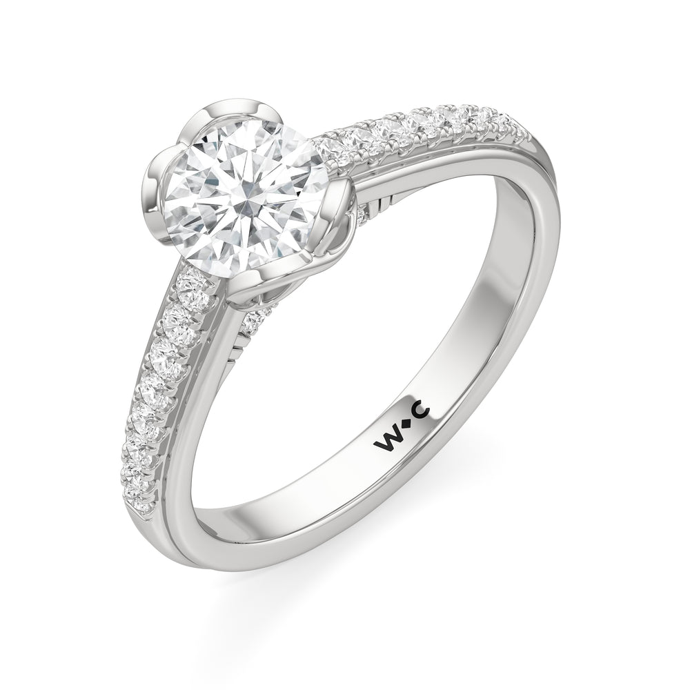 The Lucille Engagement Ring with Round Cut Diamond in 14KT Platinum view 3
