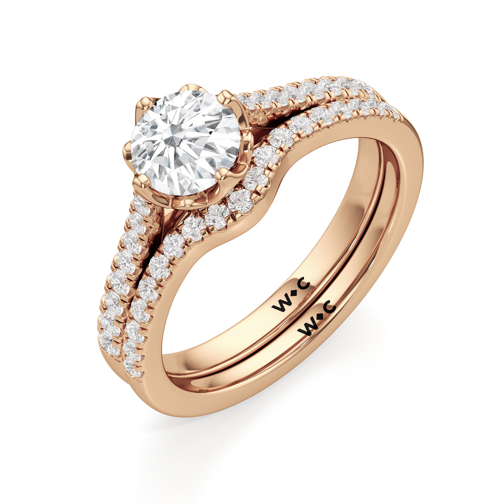 The Millie Diamond Wedding Band with 18KT Rose Gold Cut Diamond in 14KT Rose Gold view 4
