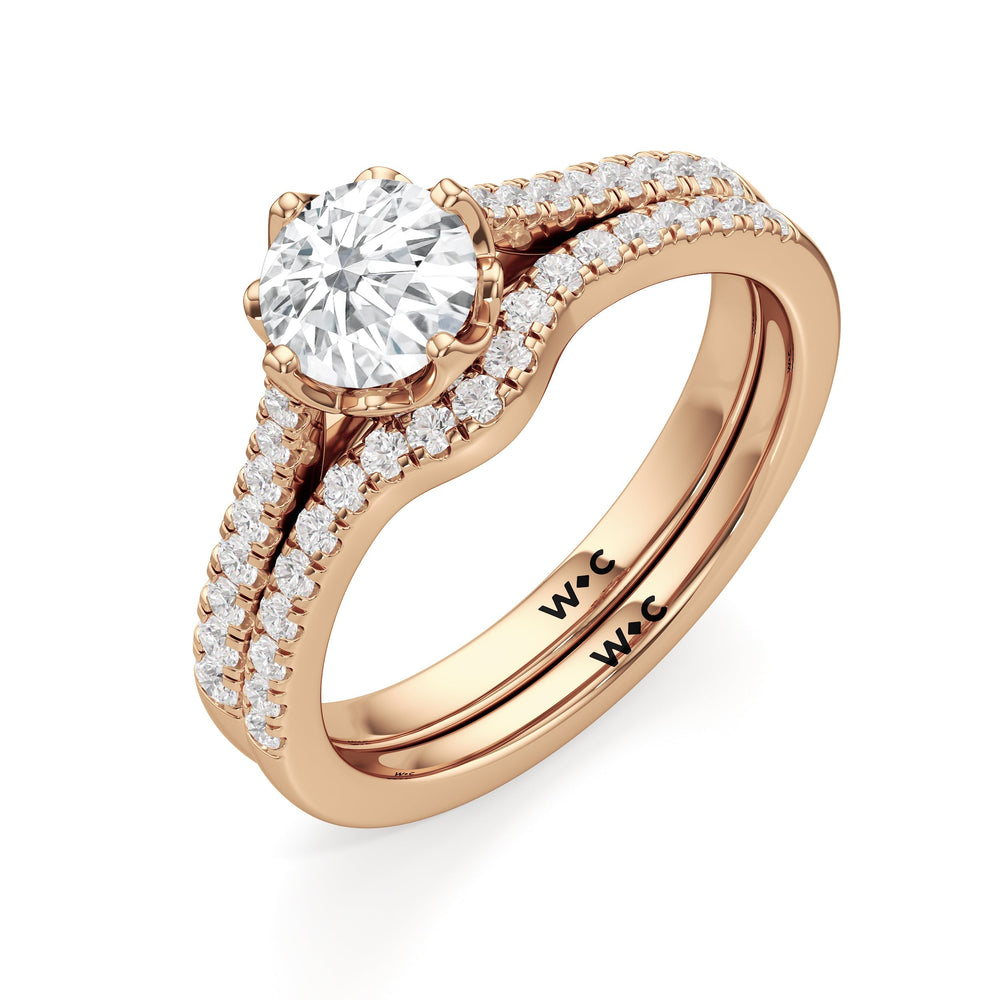 The Millie Diamond Wedding Band with 18KT Rose Gold Cut Diamond in 14KT Rose Gold view 4
