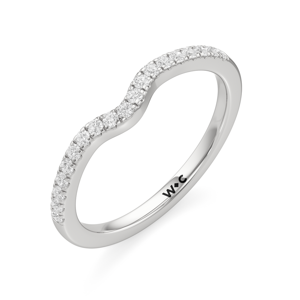 The Millie Diamond Wedding Band with Platinum Cut Diamond in 14KT Platinum view 3

