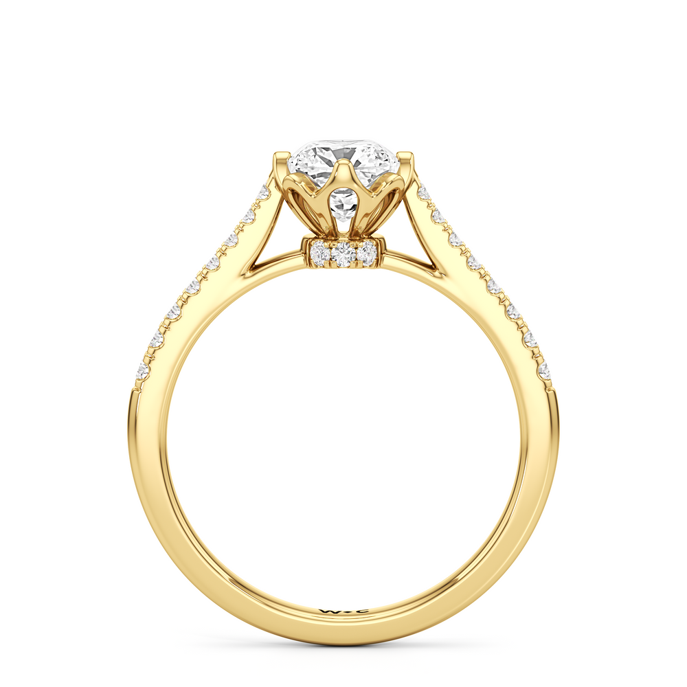 The Millie Engagement Ring with Cushion Cut Diamond in 14KT Yellow Gold view 2
