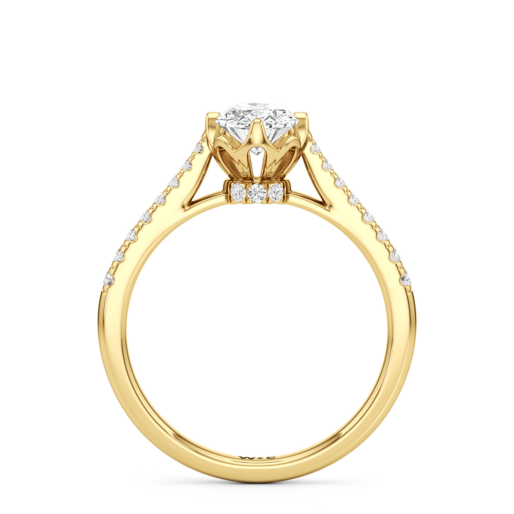The Millie Engagement Ring with Oval Cut Diamond in 14KT Yellow Gold view 2
