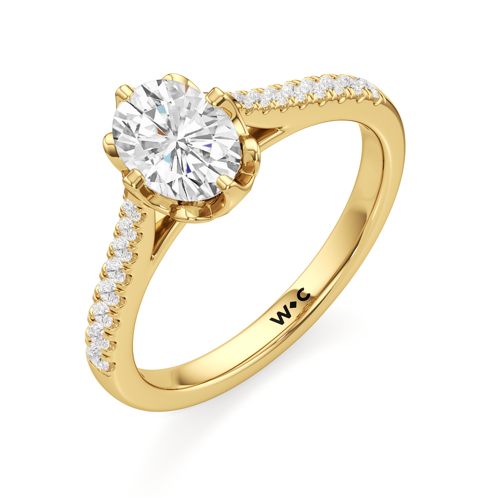 The Millie Engagement Ring with Oval Cut Diamond in 14KT Yellow Gold view 3
